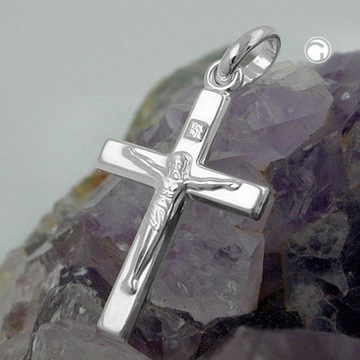 unbespielt Kreuzanhänger Anhänger Kreuz mit Jesus 925 Silber inklusive kl. Schmuckbox, Silberschmuck für Damen und Herren