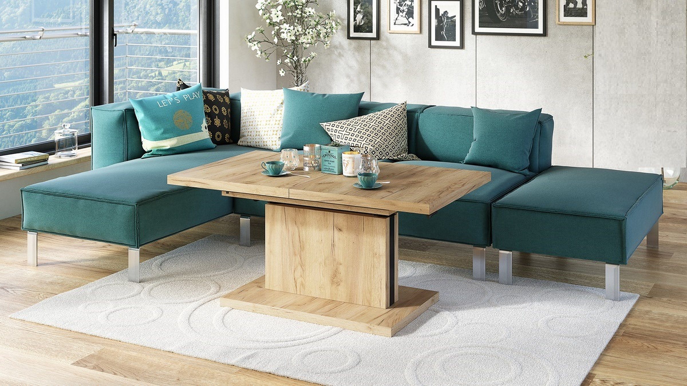 Mazzoni Couchtisch Aston Eiche Gold Craft günstig online kaufen