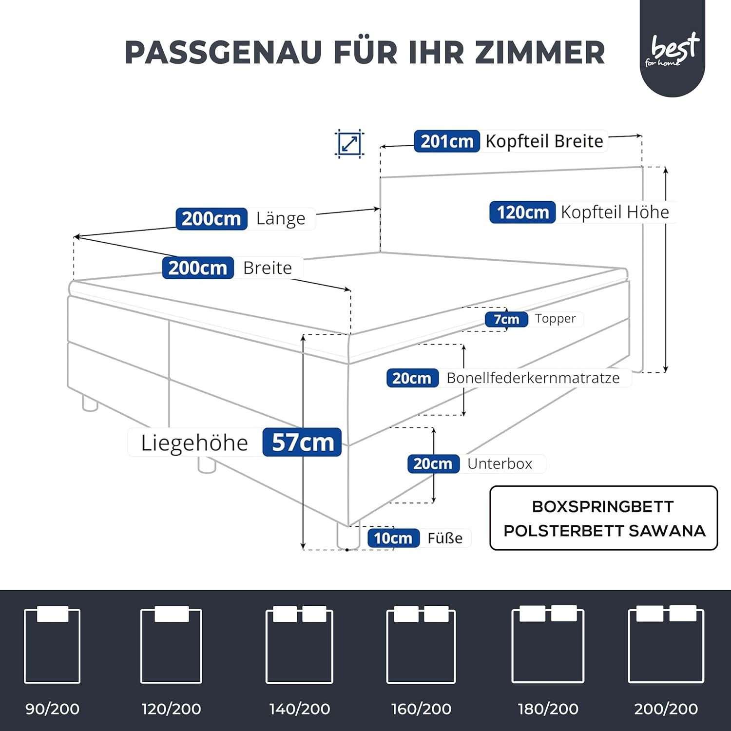 Best for Home Boxspringbett Best for Home Boxspringbett mit Bettkasten, Bon günstig online kaufen