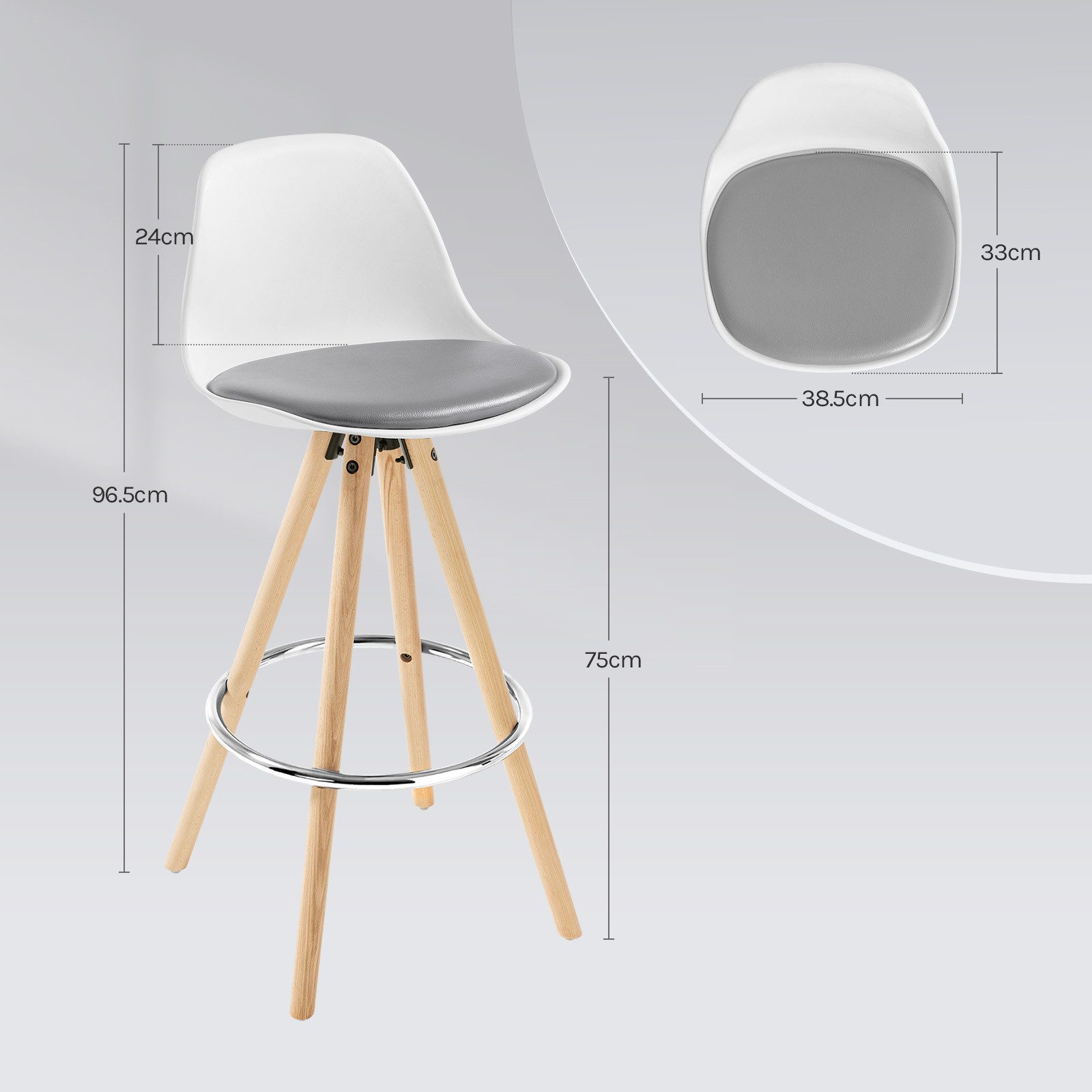 Woltu Barhocker (2 St), Design Stuhl, optimal Komfort, aus Kunstleder