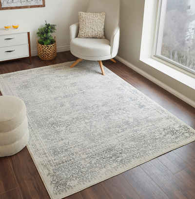 Teppich Traditional, Surya, rechteckig, Höhe: 9 mm, Boho Kurzflor Orientteppich, Wohnzimmer, Schlafzimmer, Grau