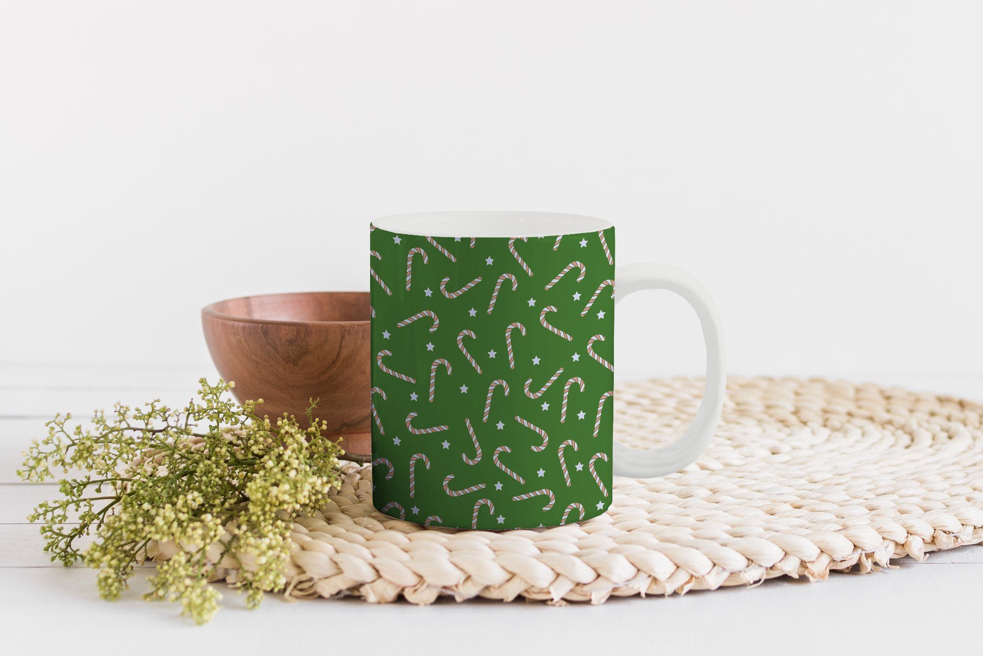 MuchoWow Tasse Keramik, Geschenk Teetasse, - Muster Seepocke - Teetasse, Sterne, Kaffeetassen, Becher, - Weihnachten