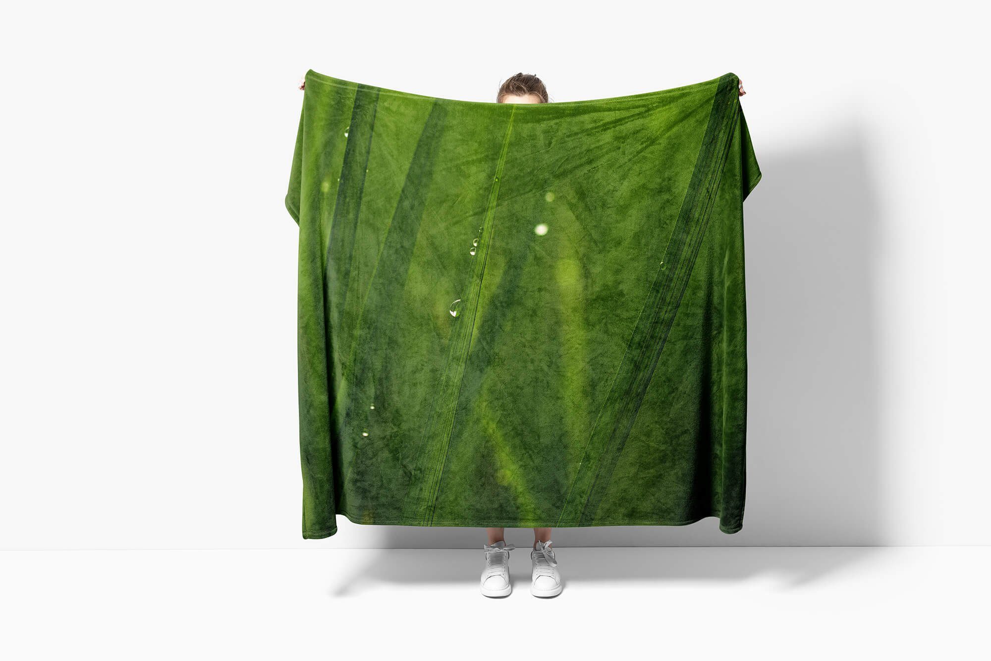 Handtuch Handtuch Gras Grashalme Art Baumwolle-Polyester-Mix Kuscheldecke Handtücher Fotomotiv (1-St), Strandhandtuch Grü, Sinus Saunatuch mit