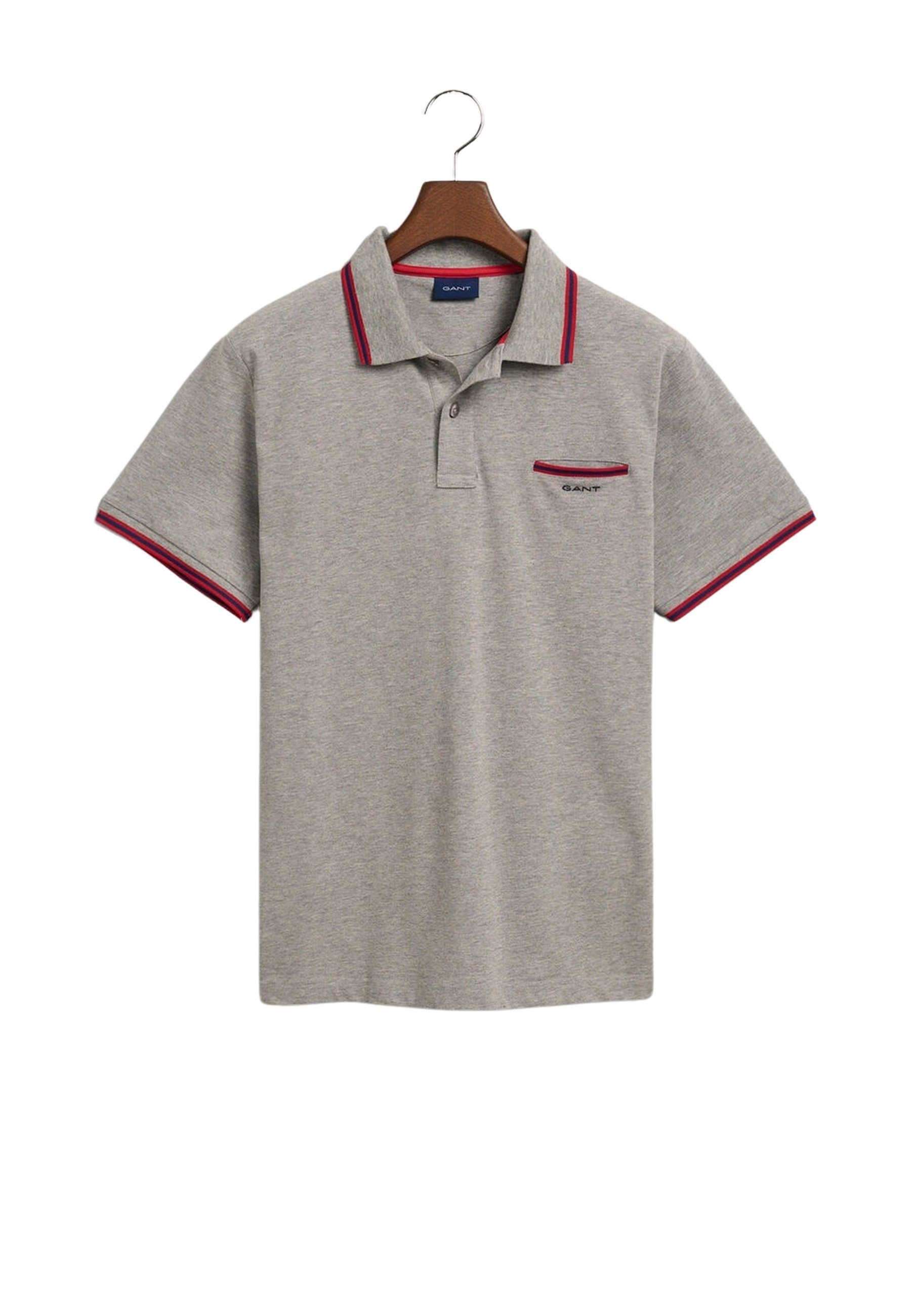 Poloshirt 3-Color Polo Kurzarmshirt Gant Poloshirt Pique grau