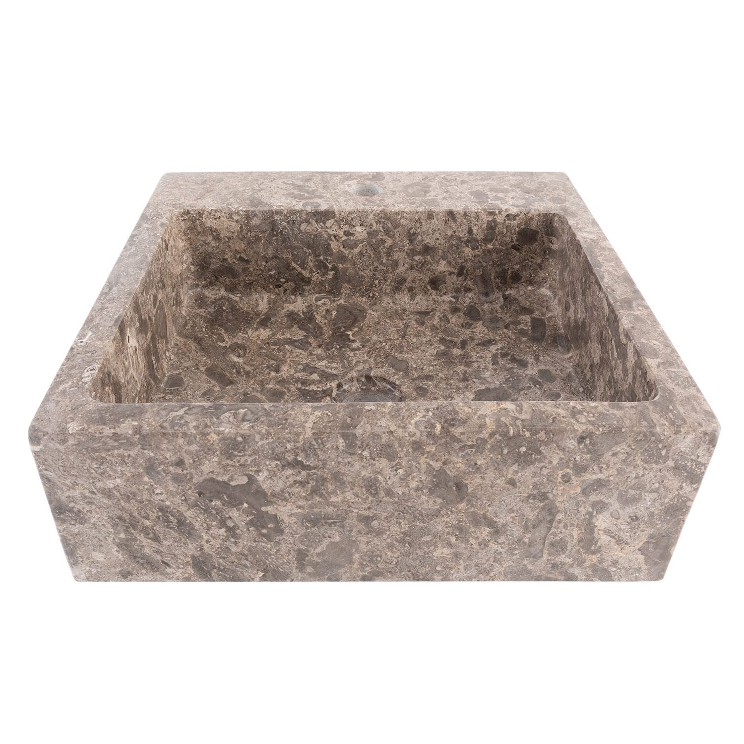 wohnfreuden Aufsatzwaschbecken Marmor Waschbecken KAJA 40 cm grau eckig mit Armaturloch (Kein Set), 4_102295. € 199,90
