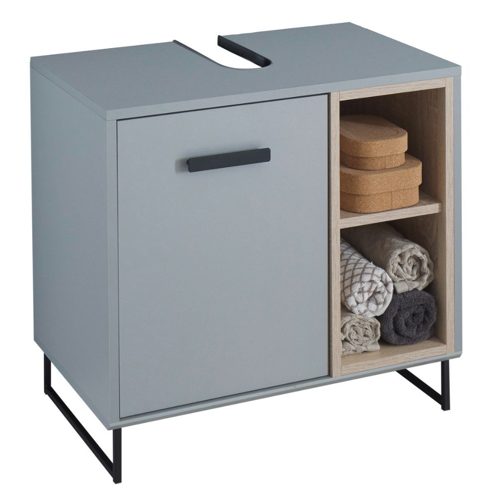 moebel-dich-auf Waschbeckenunterschrank Tours 65 cm Grau/Rahmen Sonoma