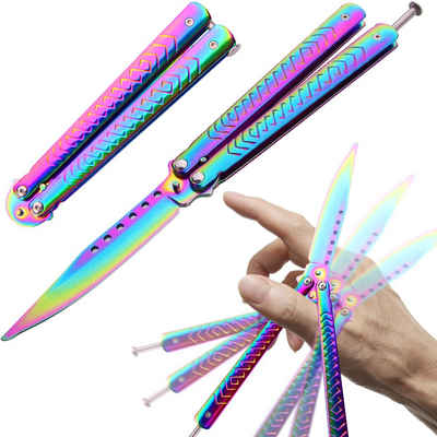 Avisto Taschenmesser Taschenmesser Survival Knife Taktisches Messer zum trainieren Rainbow, (packung), Taktisches Butterfly Übungsmesser