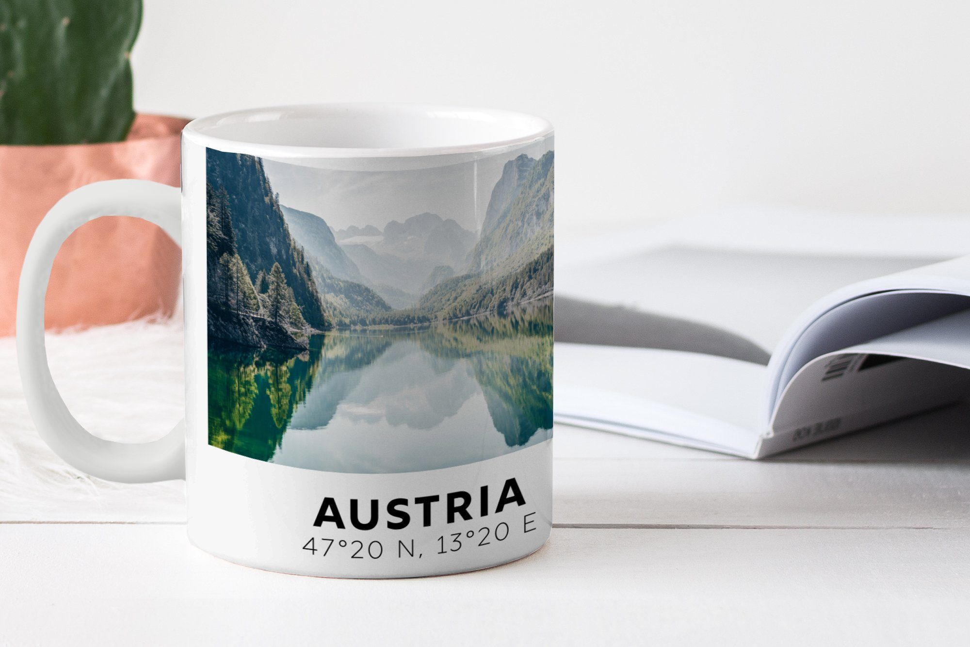 MuchoWow Tasse Österreich - Alpen Teetasse, - Teetasse, Becher, Wasser Berg, Kaffeetassen, Keramik, - Geschenk