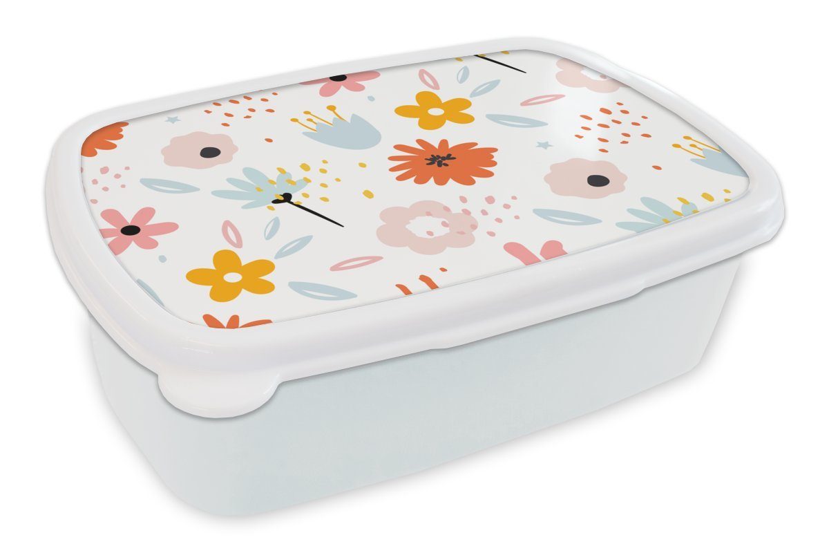 MuchoWow Lunchbox Blumen - Rosa - Weiß - Sommer, Kunststoff, (2-tlg), Brotbox für Kinder und Erwachsene, Brotdose, für Jungs und Mädchen