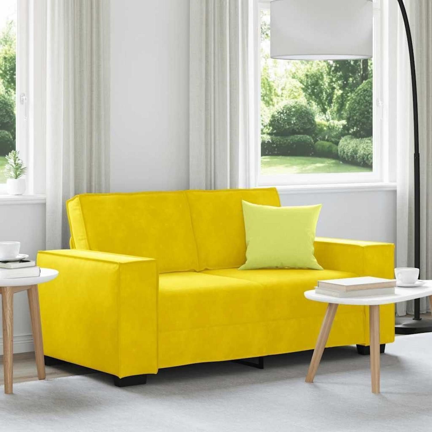 LuxusKollektion 2-Sitzer Sofa 2 Sitzer Wohnzimmer Samt Gelb 120 cm Gelb