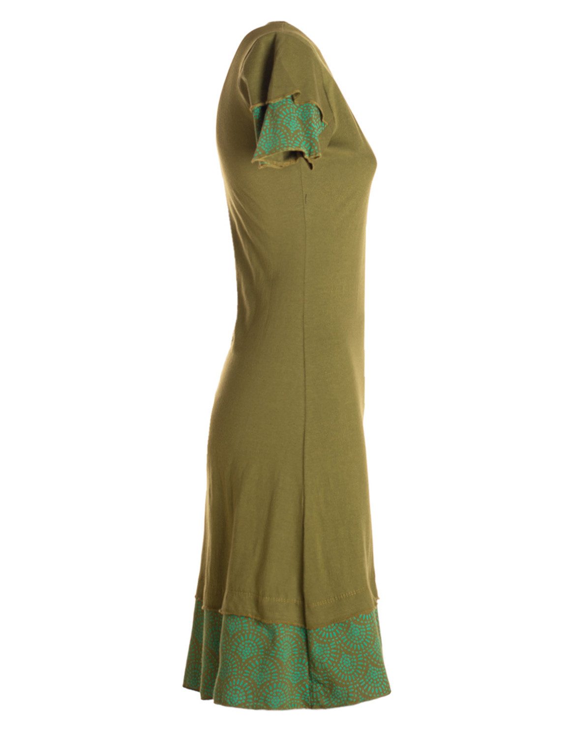 Vishes Jerseykleid Kurzarm Kleid Damen Lagendesign Bedruckt Baumwolle Jersey Alternative Mode, Boho, Hippie, Ethno, Festival
