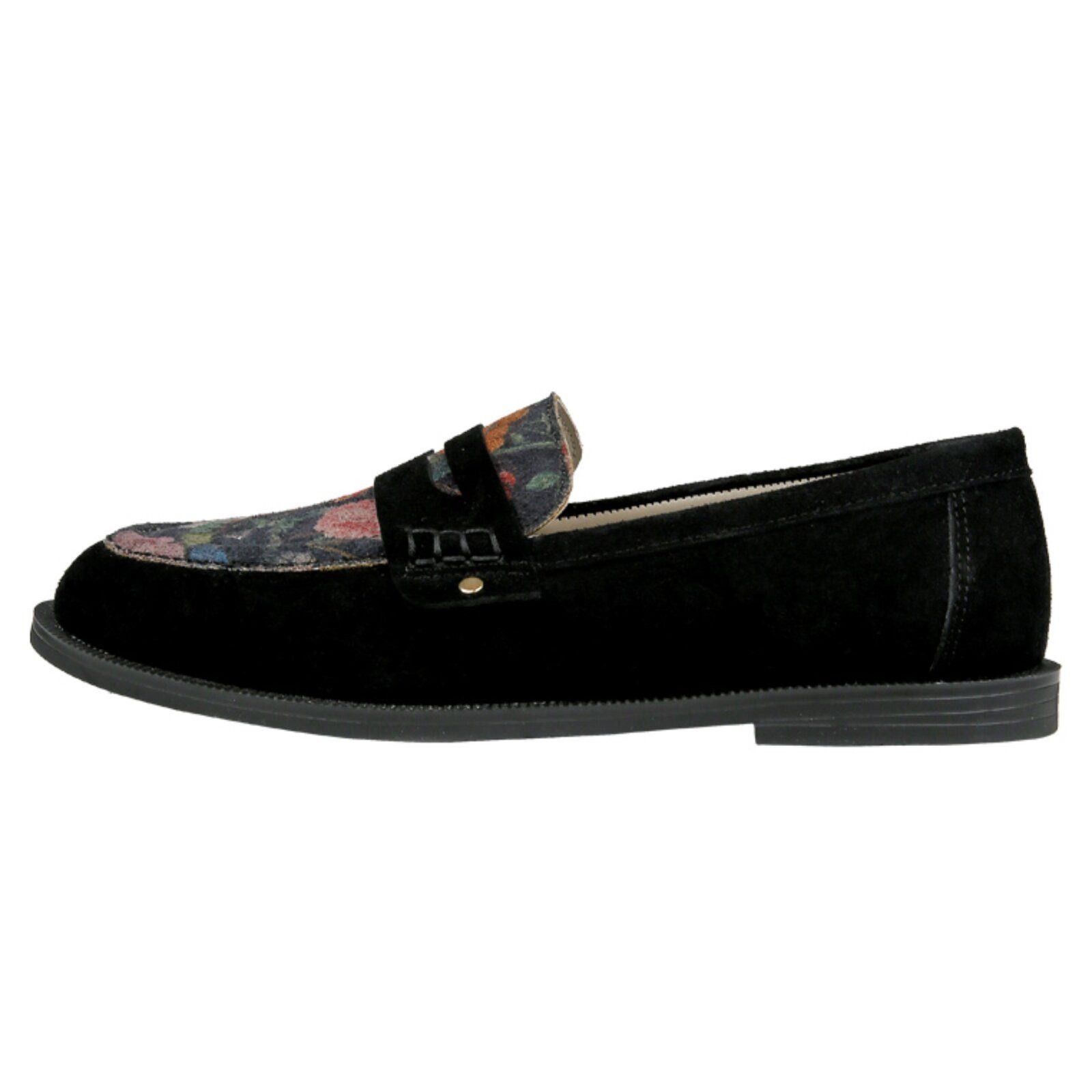 DOGO Moriso Loafer Black Floral Damen Halbschuhe Loafer Handgefertigt
