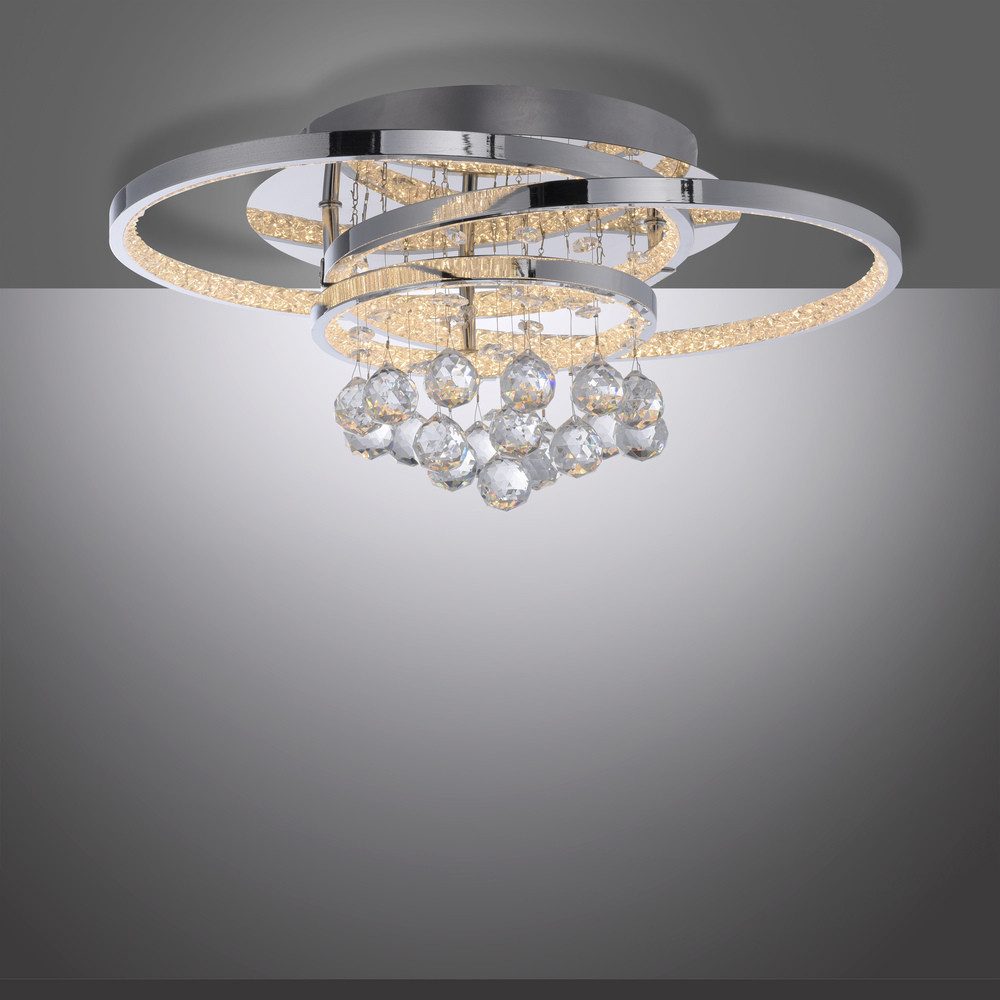 Paul Neuhaus LED Deckenleuchte LED Deckenleuchte Kristall, dimmbar per Wandschalter, Lichttemperatur warmweiß, 32 W, 3000, dimmbar per Wandschalter, dekorativ