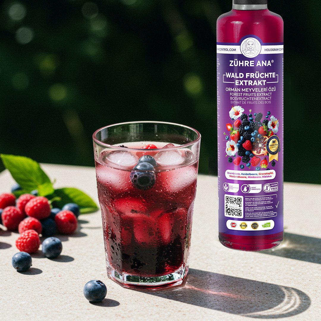 Zühre Ana® Sirup Wald Früchte Extrakt – Natürliche ohne Zusatzstoffe Vitamin, Natürliche Vielfalt ohne Zusatzstoffe,Mischungsverhältnis: 1+5