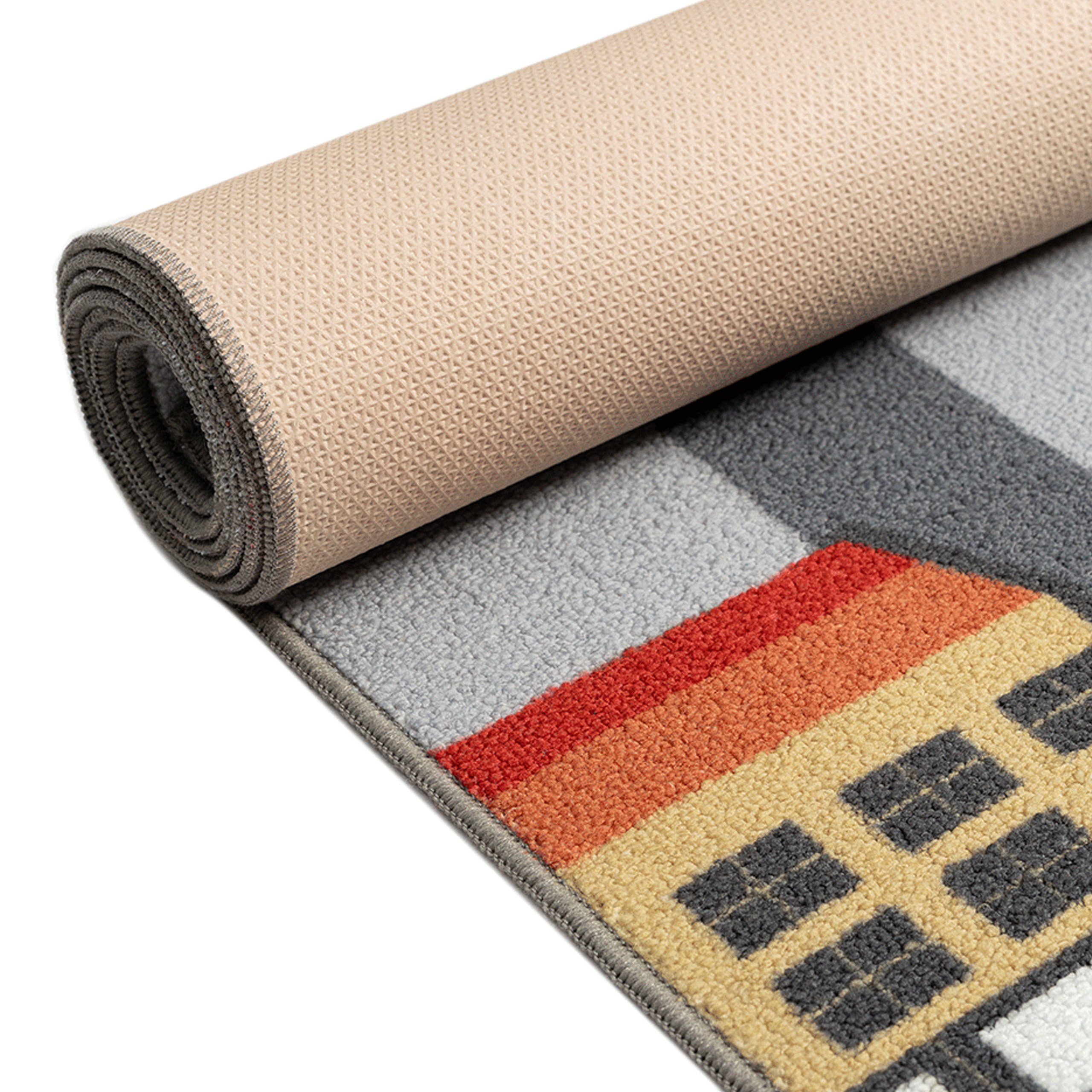 Carpetia Teppich Kinder Spielmatte mit Blick auf die Stadt, Hintergrund in grau, rechteckig, Höhe: 12 mm