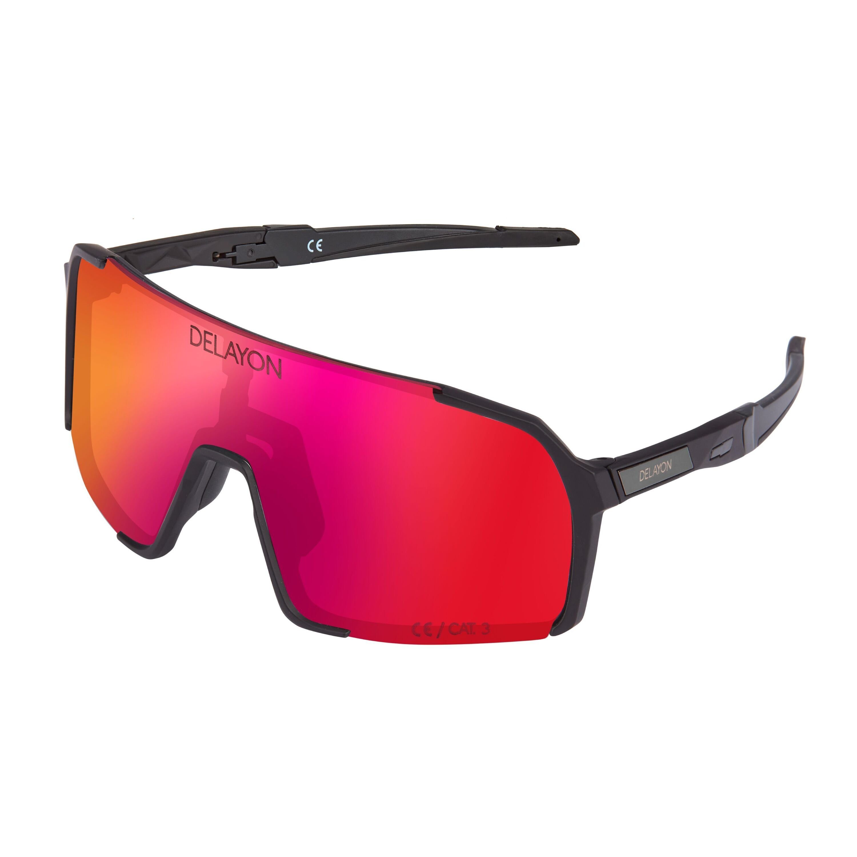 DELAYON EYEWEAR Fahrradbrille Line Tracer, (1-St) Matte Black - Sens® Red (VLT 18%)