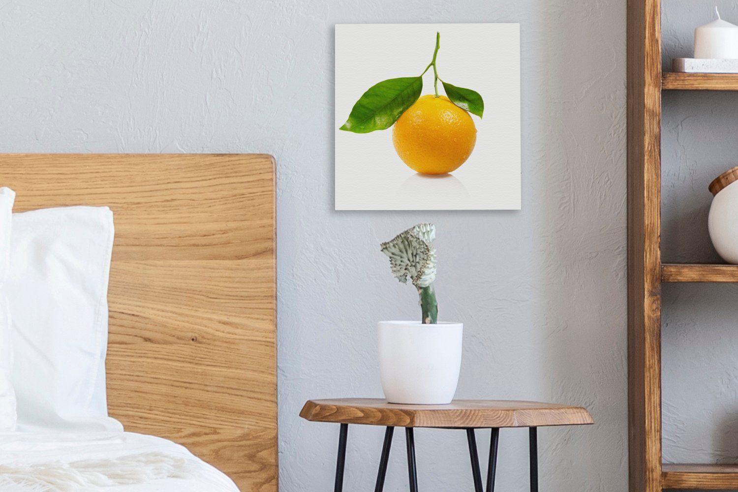 Orange Schlafzimmer Wohnzimmer - (1 St), Leinwand - Orange, Leinwandbild Obst OneMillionCanvasses® für Bilder