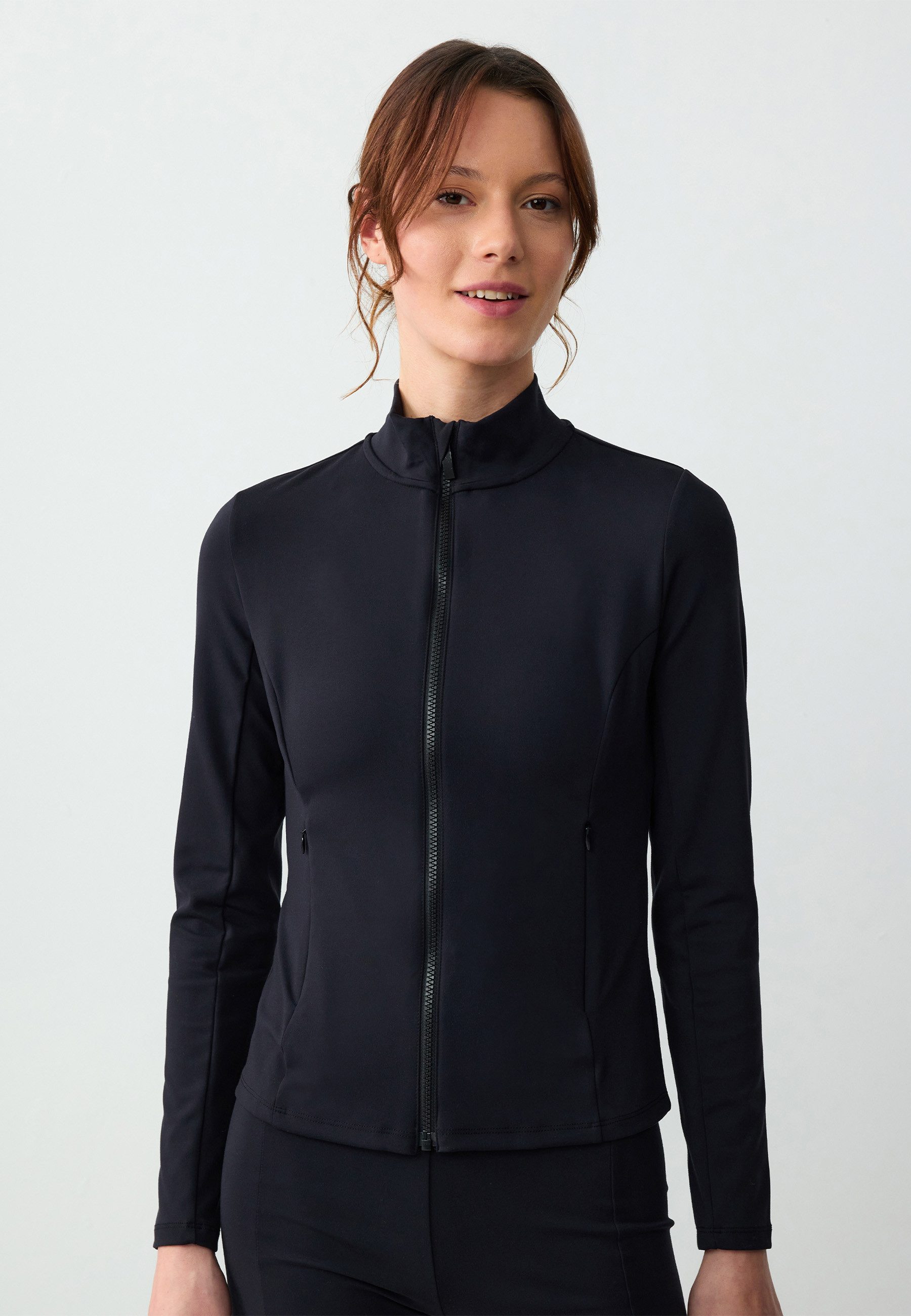 Jackett Slim Fit Sportjacke Mit Rollkragen Und Reißverschluss