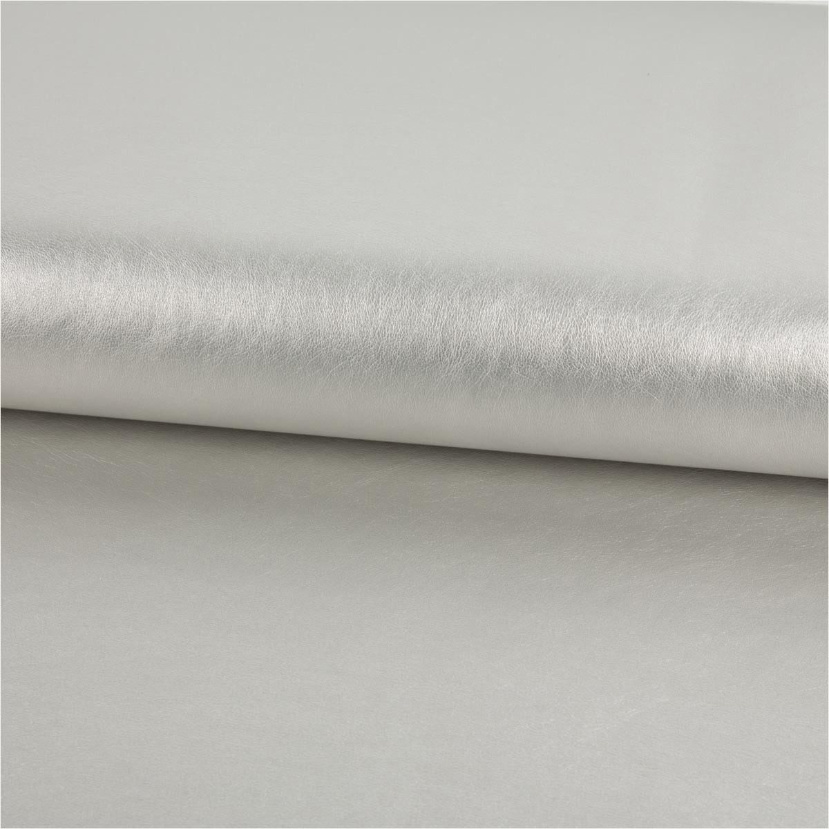 SCHÖNER LEBEN. Stoff Kunstleder Stoff Meterware Lederimitat mit Viskose hell silber 1,4m, abwaschbar