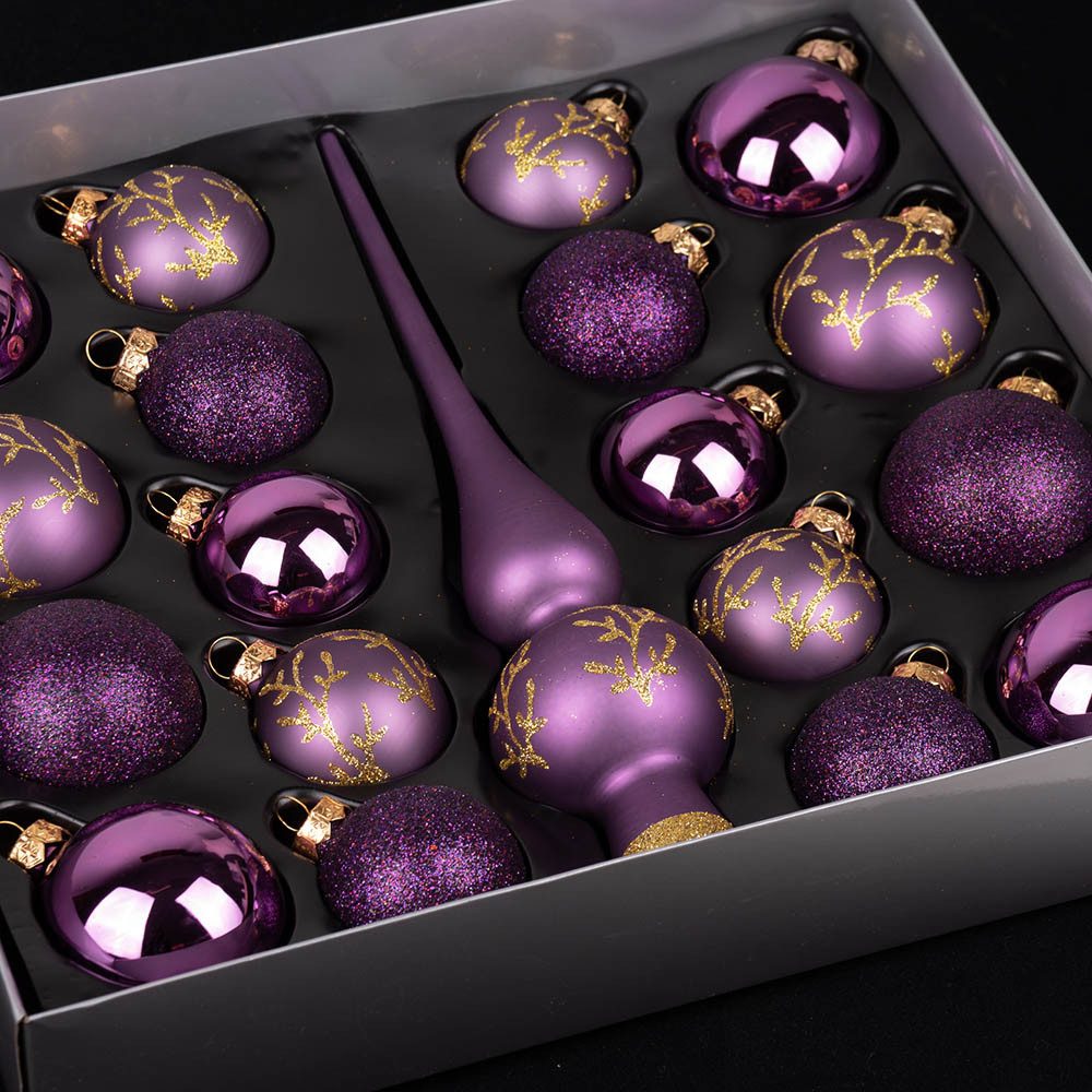 MAGIC by Inge Weihnachtsbaumkugel Kugelsortiment mit Spitze 19 Stk Purple Deluxe