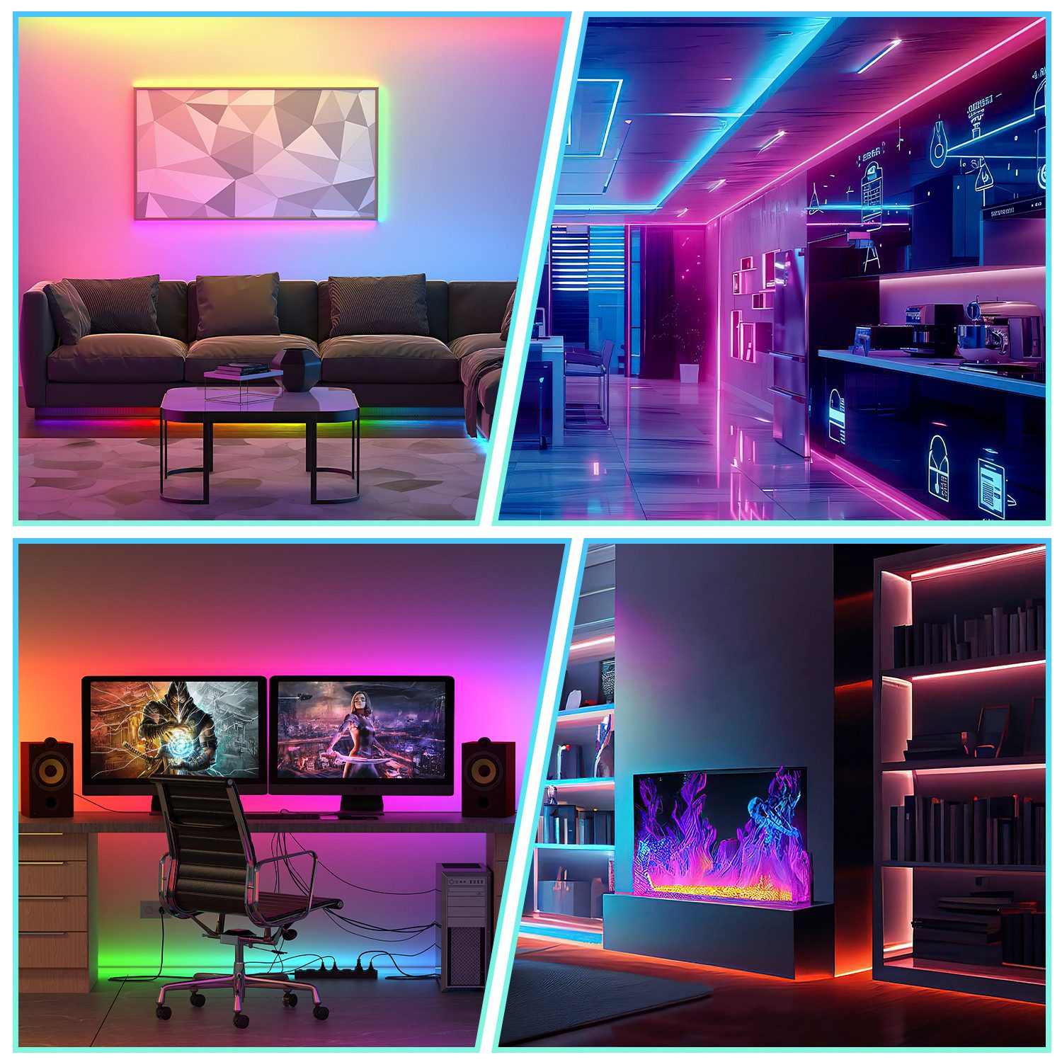 Clanmacy LED-Streifen 5M Neon LED Streifen RGBIC WIFI APP Steuerung Neon LE günstig online kaufen