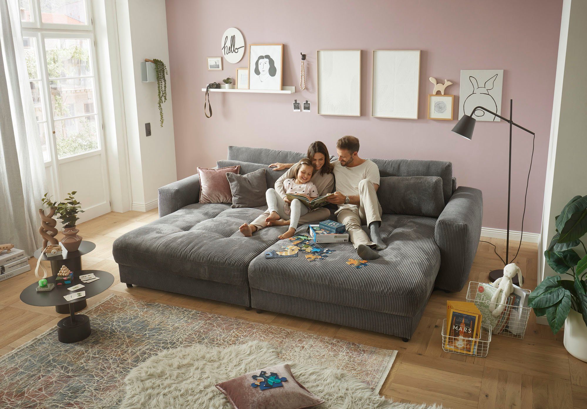 stellbar, im Barura DESIGN und Loveseat Nierenkissen dunkelgrau frei Raum EXCITING Rücken- ED (2-St), inkl. 2 2