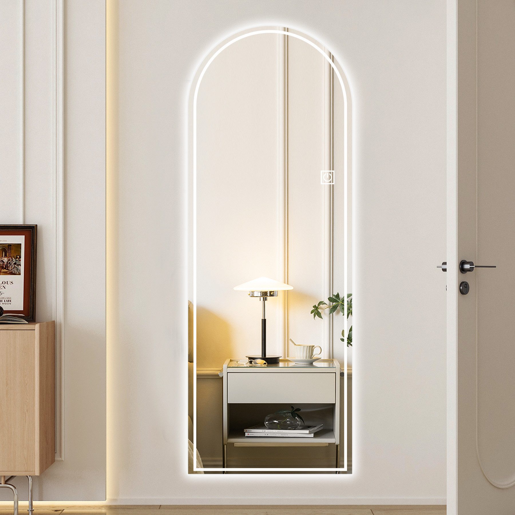 OKWISH Ganzkörperspiegel Smart Mirror for Modern Home Decor (Wandspiegel – LED-Beleuchtung Silber, 1-St., 165*50 cm)