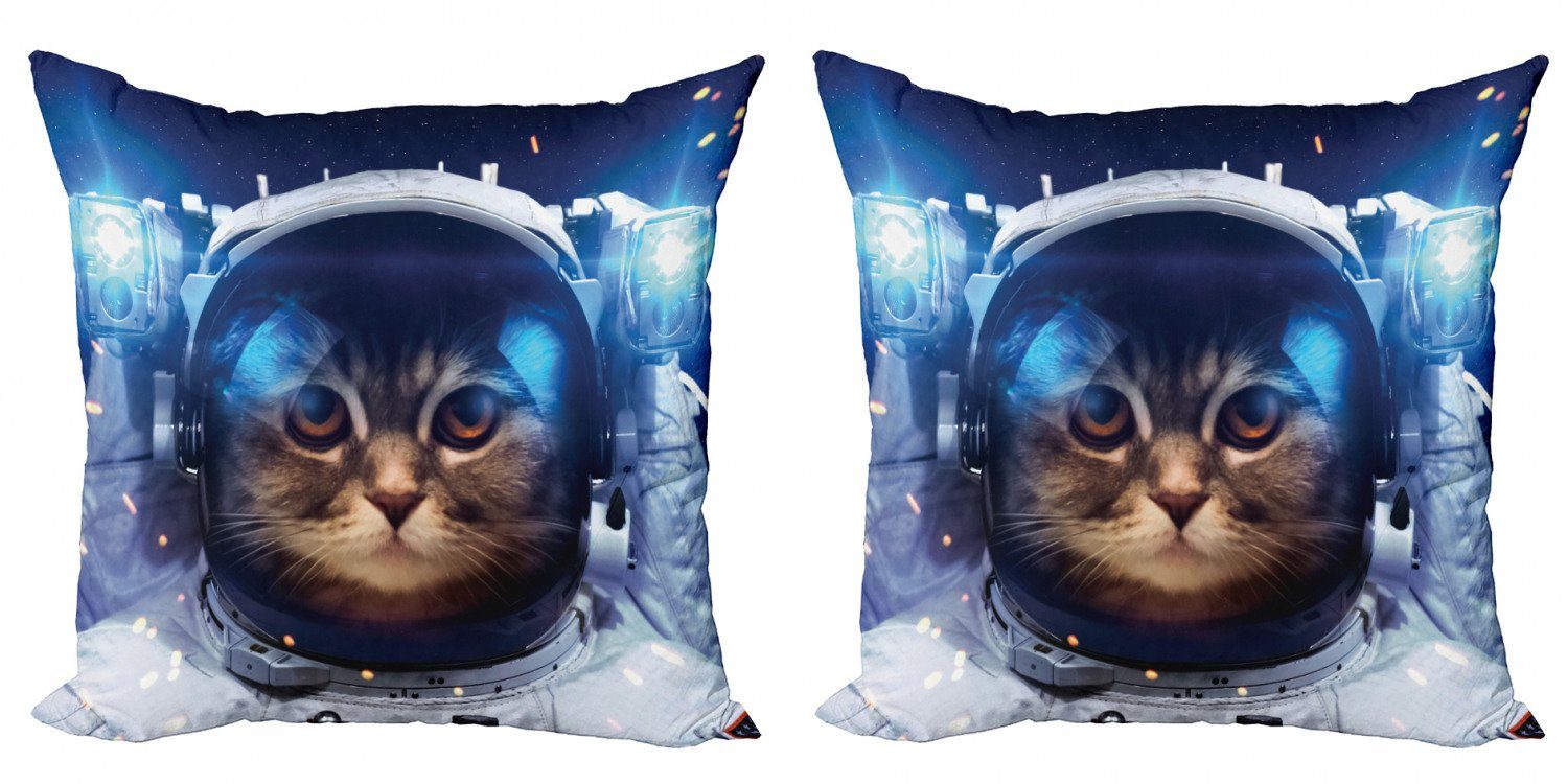 Kissenbezüge Modern Accent Doppelseitiger Digitaldruck, Abakuhaus (2 Stück), Raum-Katze Felline Astronaut