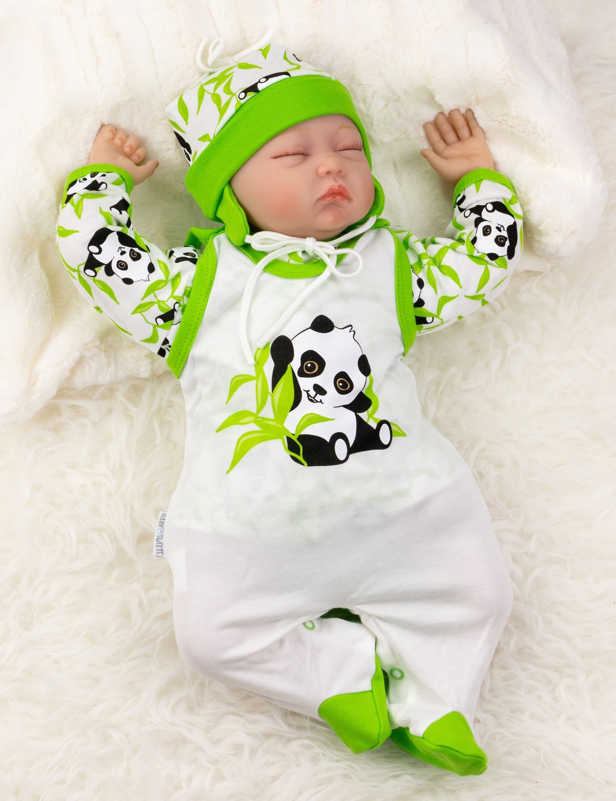 Baby Sweets Strampler Set Happy Shirt, (Set, 1-tlg., Panda Strampler) Mütze