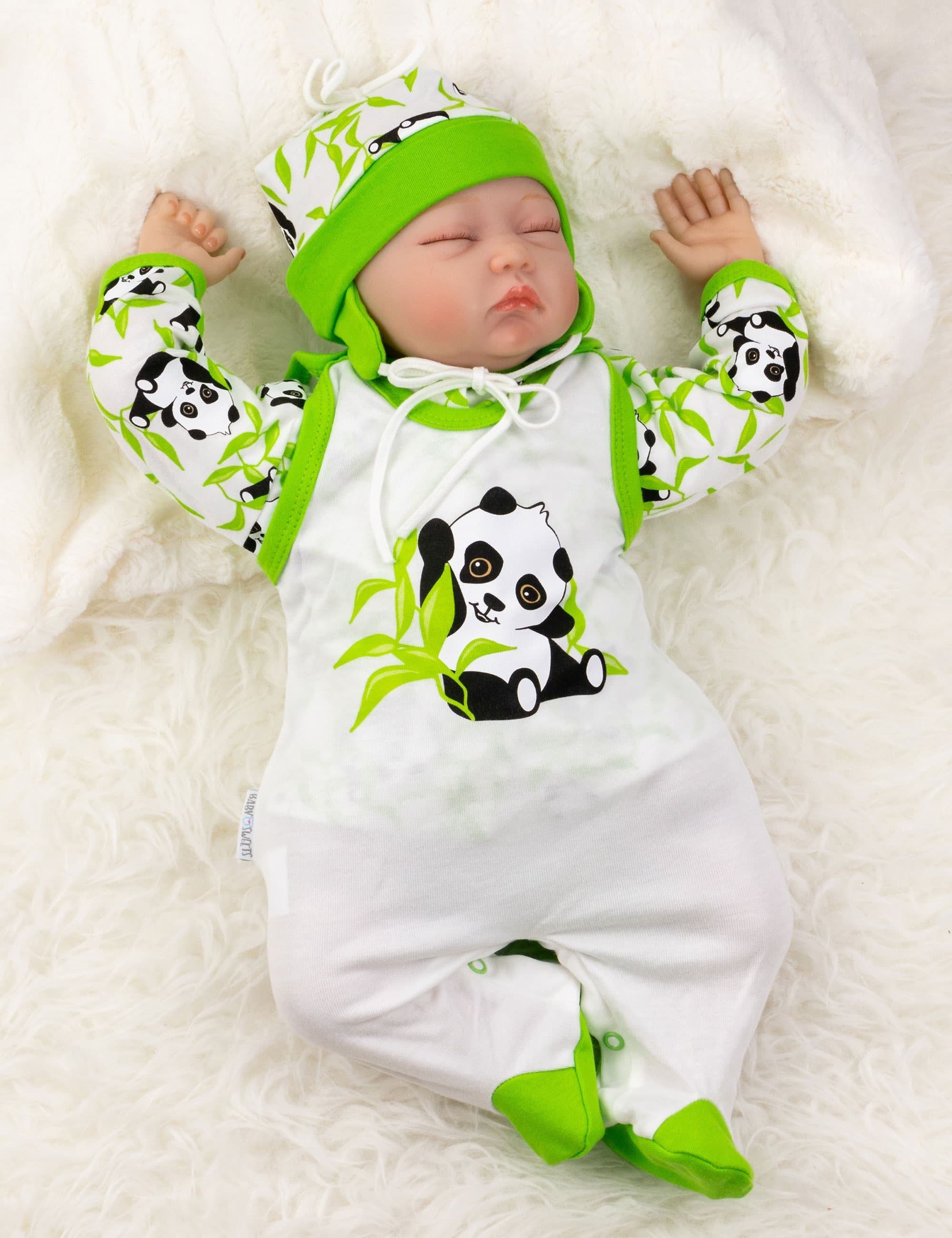 Baby Sweets Strampler Set Panda Strampler) Happy 1-tlg., Mütze, (Set, Shirt