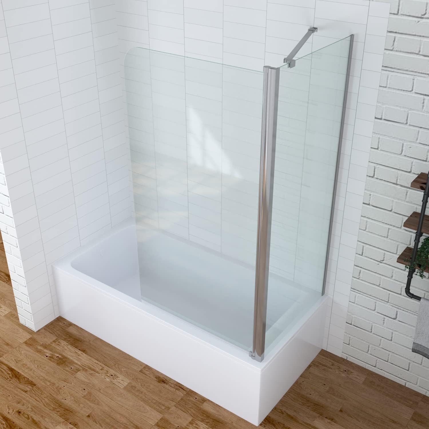 AQUALAVOS Badewannenaufsatz Badewannenaufsatz Eckdusche Duschwand 1 teilig 2 teilig mit Seitenwand, 5 mm Einscheiben-Sicherheitsglas (ESG) mit Nano, 80x70x140 cm, Faltbar und schwenkbar 180°, links und rechts montierbar