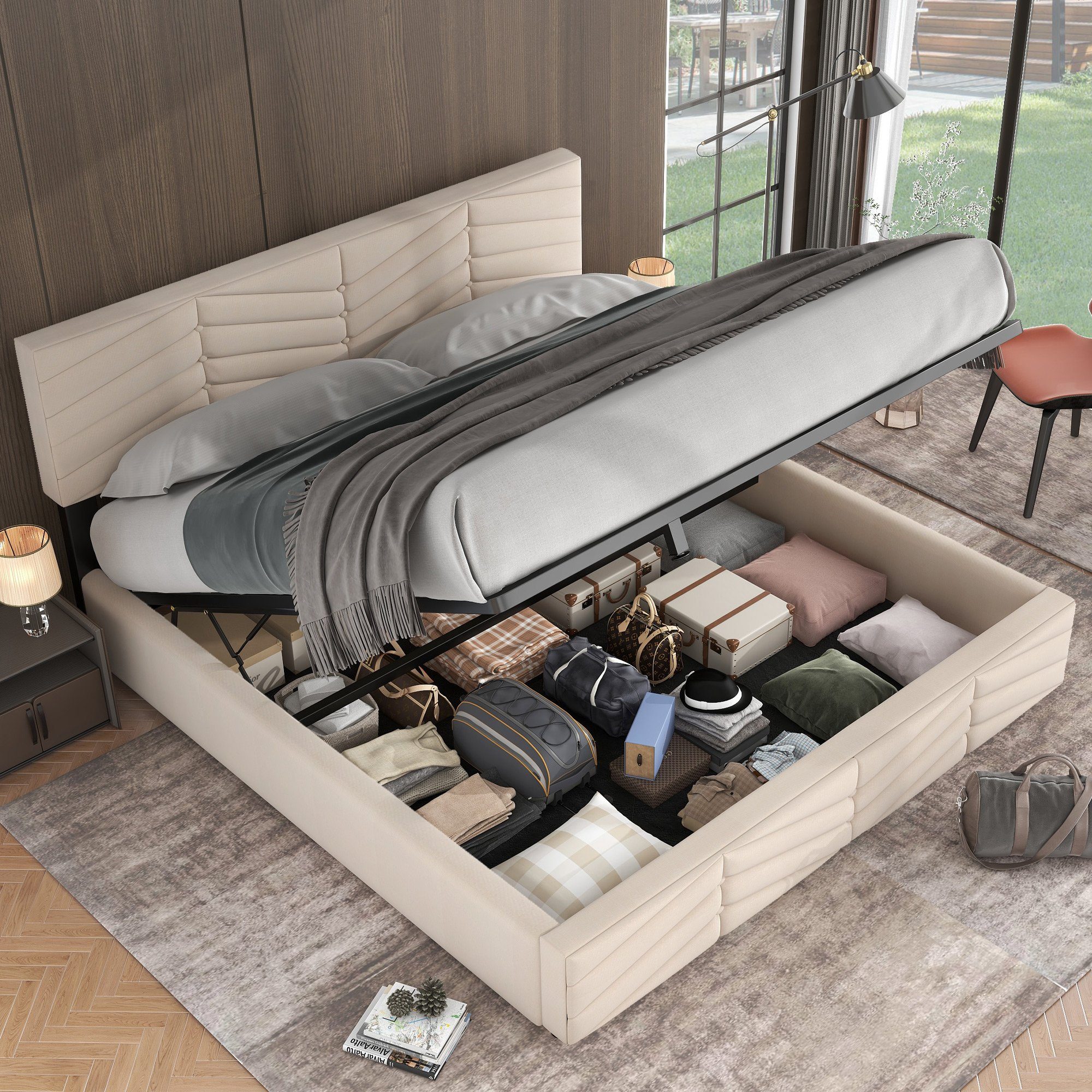 REDOM Polsterbett Doppelbett Bett Stauraumbett Jugendbett günstig online kaufen