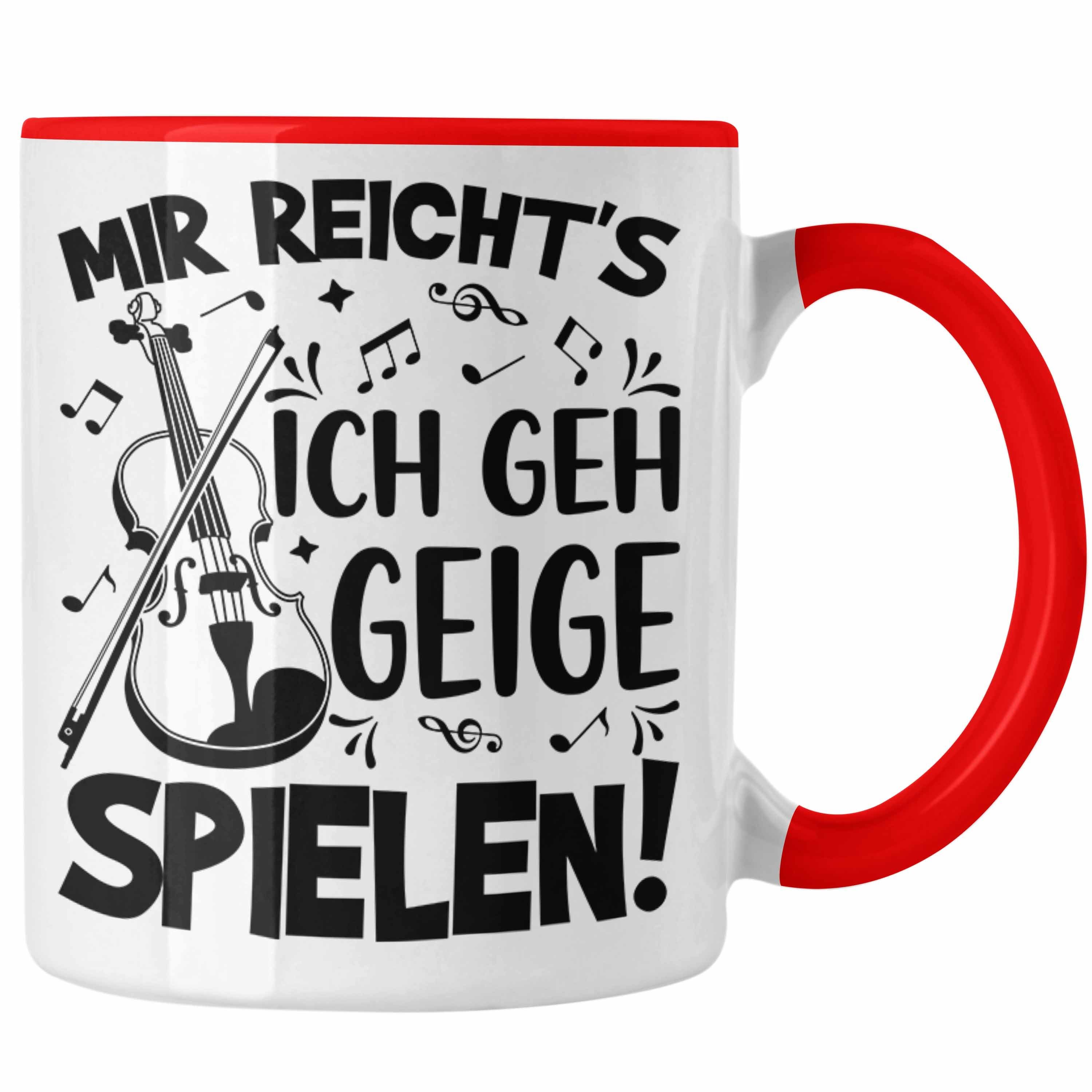 Kaffee-Becher Geigenspieler Trendation Rot Tasse Geigenspielerin Geschenk Geigen Tasse Spru