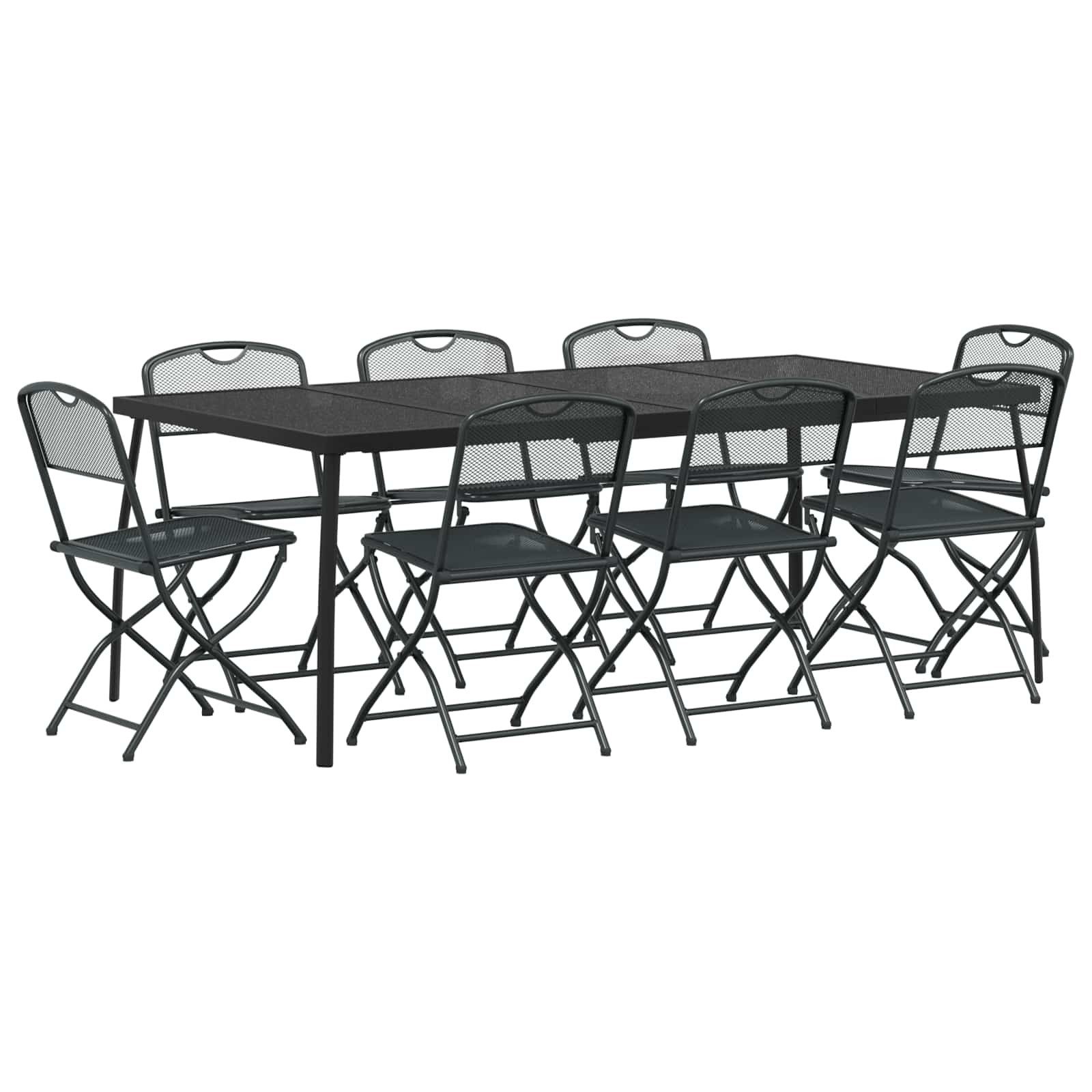 Gartenlounge-Set Gartenmöbel Set 9 pcs Anthrazit Eisen und Stahl