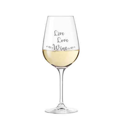 KS Laserdesign Weinglas Leonardo Weinglas mit Gravur "Live, love, wine" - Geschenke für Frauen & Männer, Geburtstagsgeschenk, Freunde & Freundin, TEQTON Glas, Glas