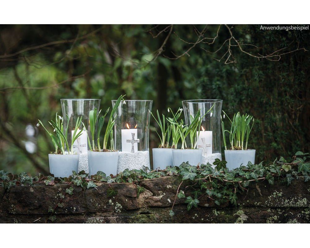 matches21 Blumentopf HOBBY Glastopf (1 Teelichtglas rund Pflanzgefäß cm St) Ø & 11,5 Glas HOME weiß