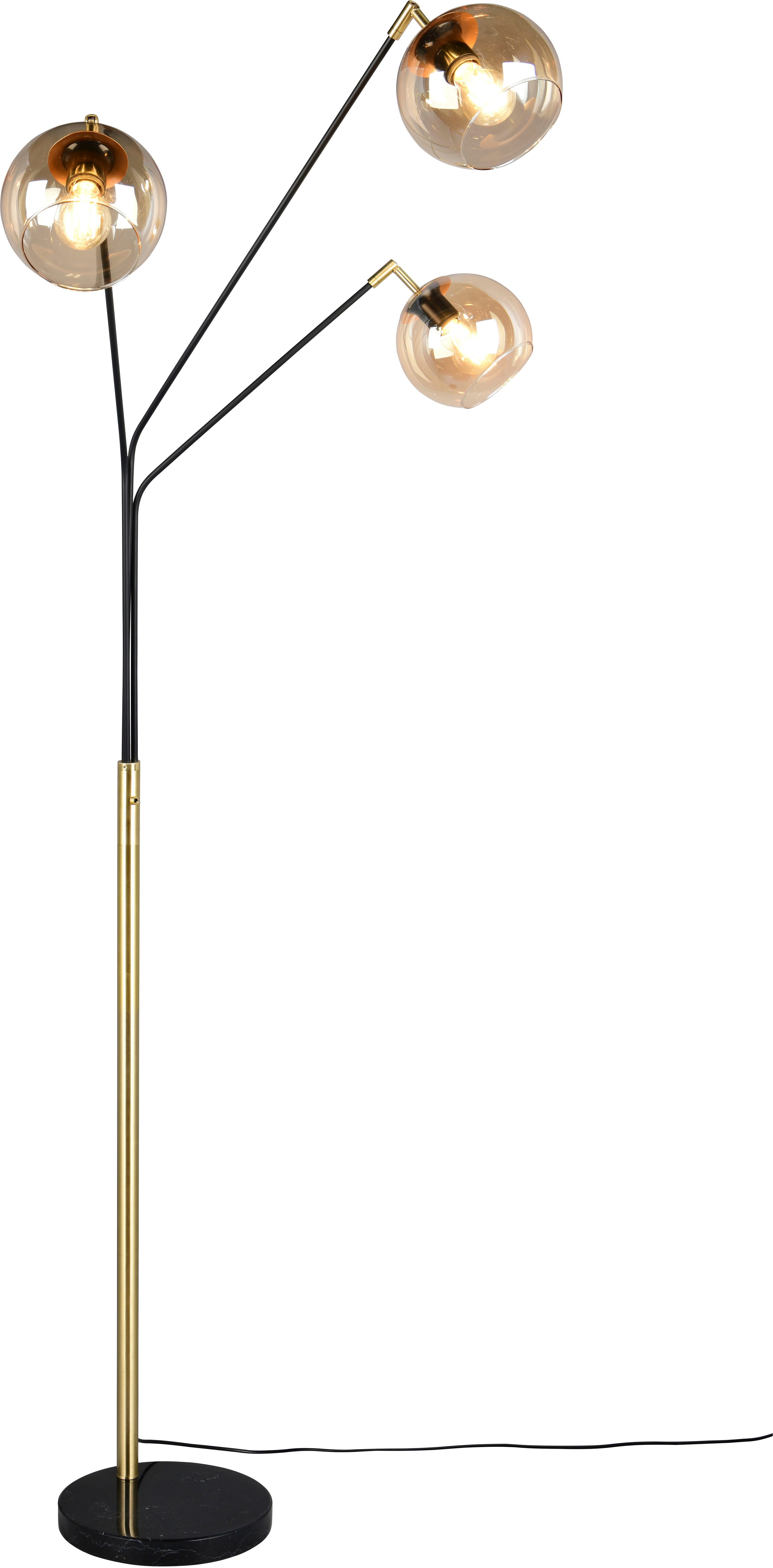 TRIO Leuchten Stehlampe PAXTON, dreiflammige Stehleuchte, Glas Лампыschirme, Arme verstellbar, Ein-/Ausschalter, Leuchtmittel wechselbar, warmweiß - kaltweiß, exkl. 3x E27 max 10W, Höhe 200cm Breite 67cm, Kippschalter, 2m Kabel