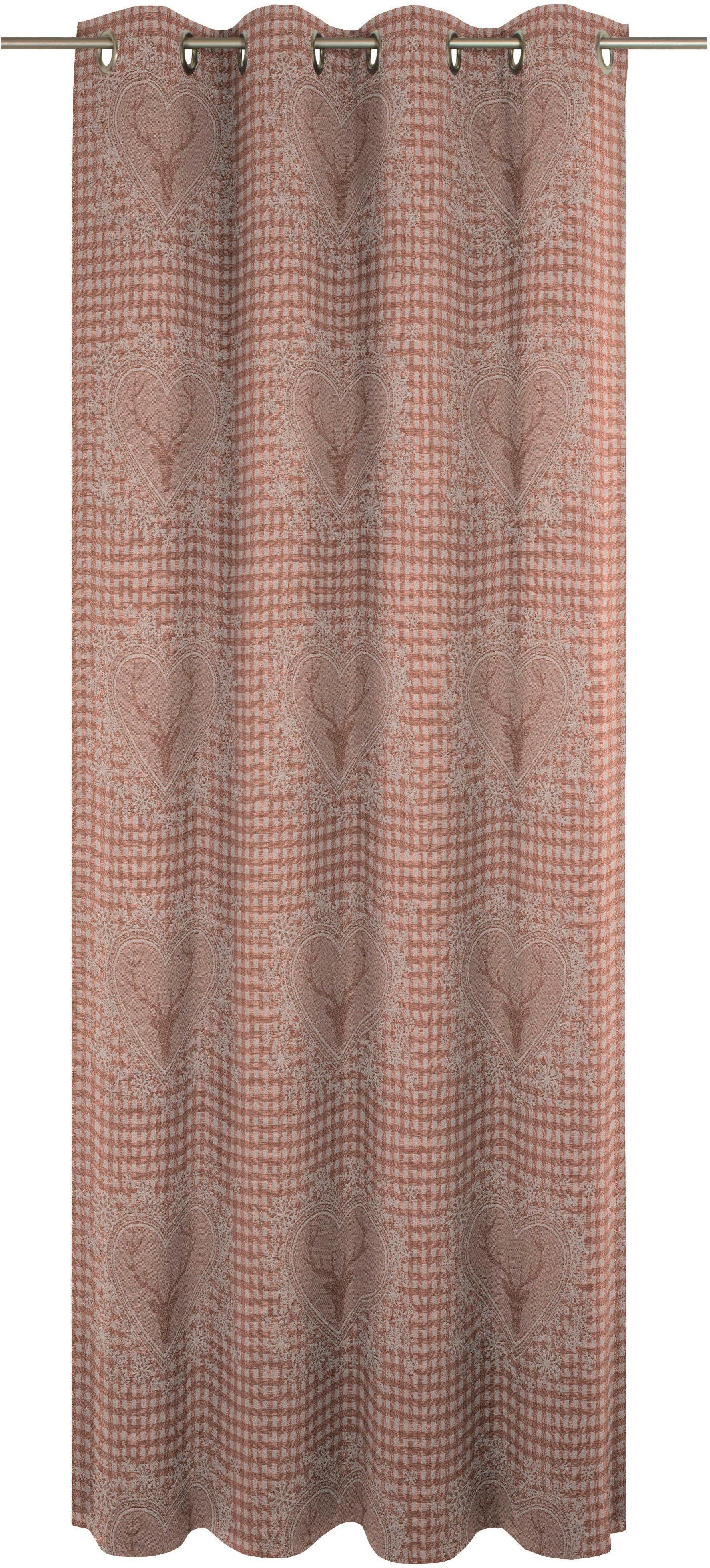 Jacquard Stuben, blickdicht, apricot St), Ösen (1 Wirth, Vorhang