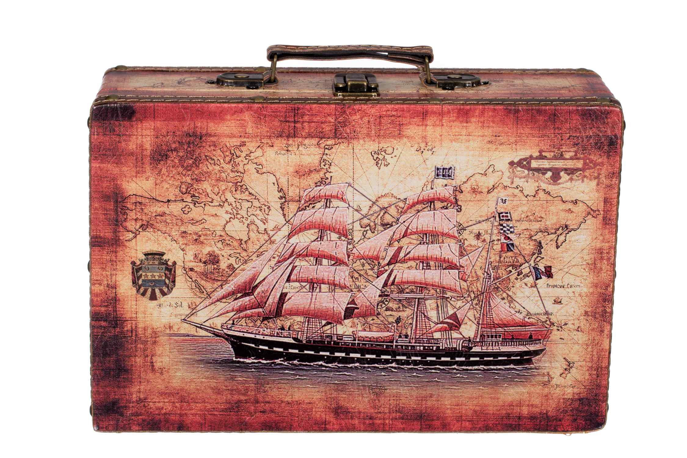 BIRENDY Dekoobjekt Truhe Kiste SJ1280 Schiff Kofferdesign Holztruhe Schatzkiste