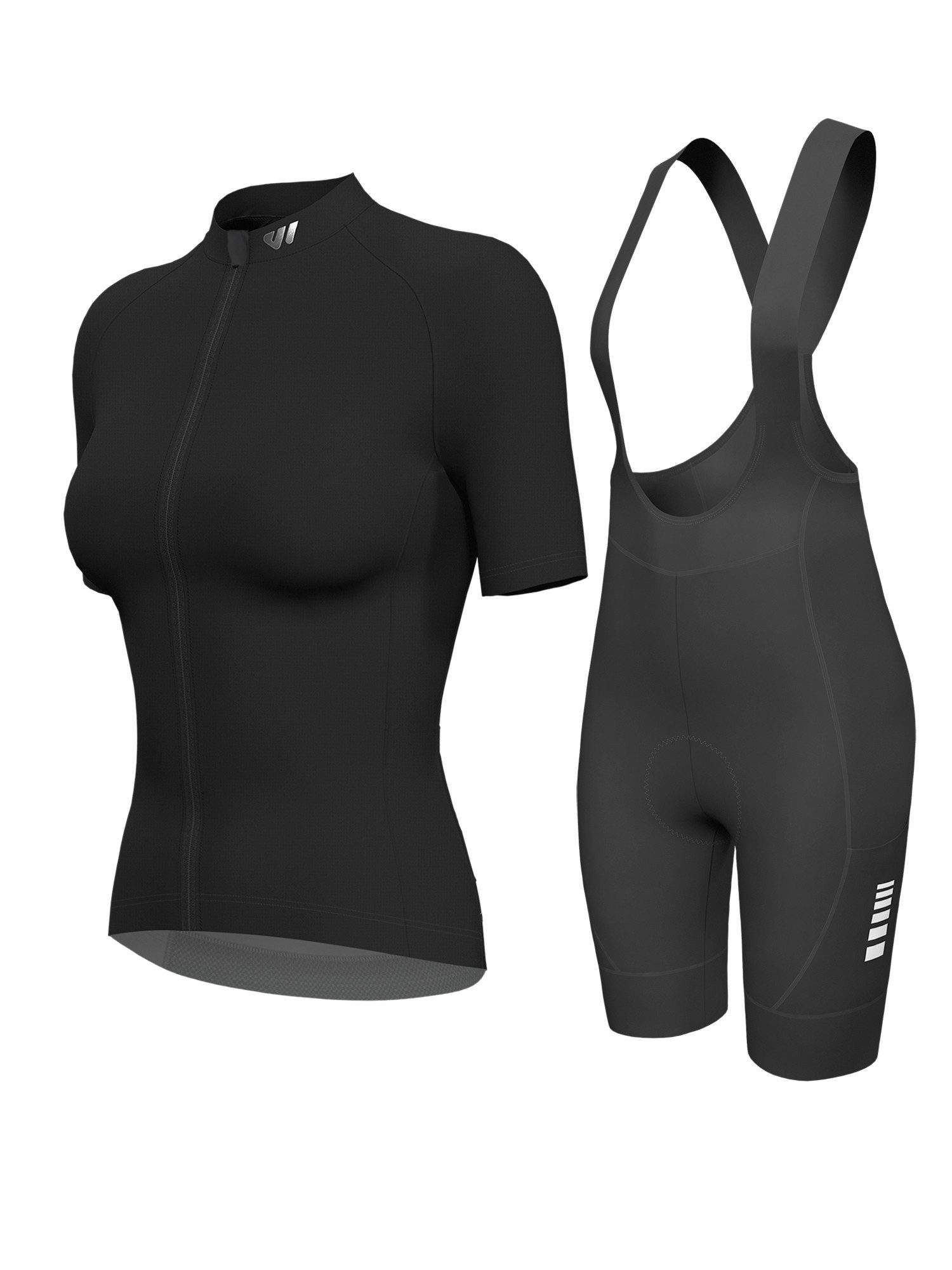 Wulibike Radtrikot Damen 2-tlg. Urban Fitness Fahrradbekleidungsset, Damen Radtrikot-Set (2-tlg) Figurbetontes Netz-Trikot & High-Waist Bib-Shorts mit Schaumpolster