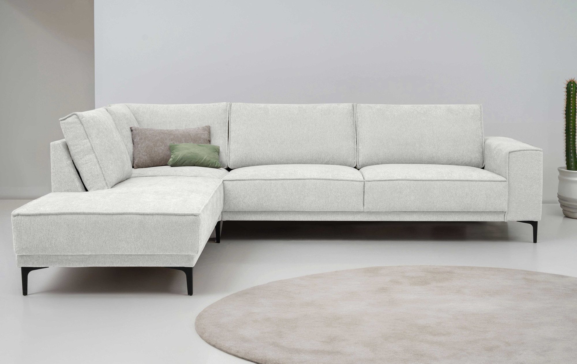 Ecksofa Polsterecke Oland, Struktur, Flachgewebe, Luxus-Microfaser, Boucle