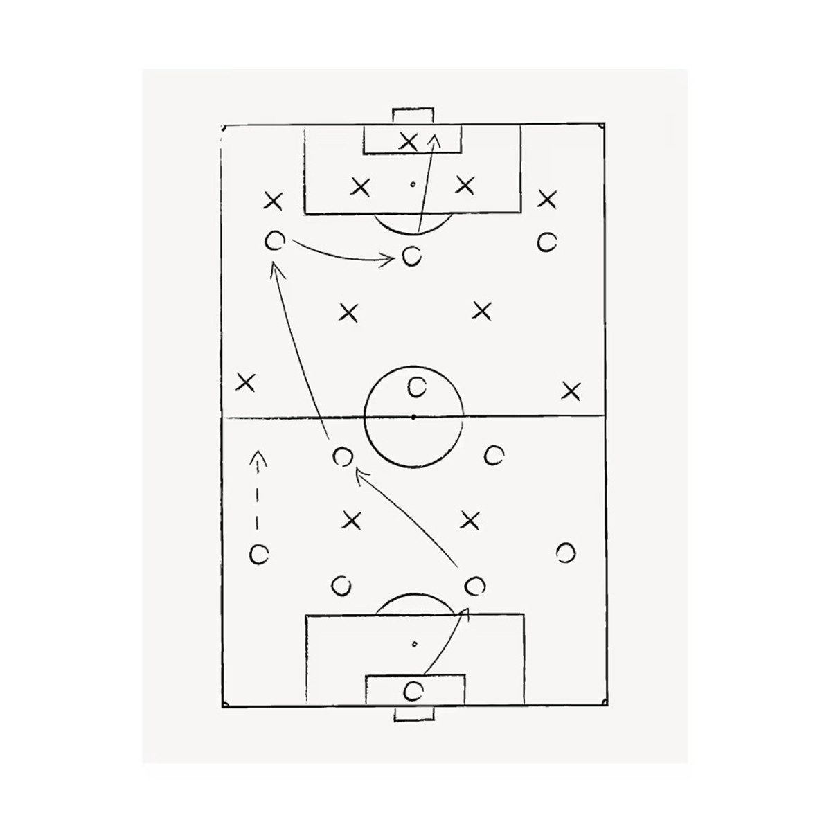 TPFLiving Kunstdruck (OHNE RAHMEN) Poster - Leinwand - Wandbild, Cartoon-Fußballtrikot, Fußballfeld-Leinwandgemälde (Leinwandbild XXL), Farben: Blau, Schwarz, Weiß, Grün, Grau -Größe: 20x30cm