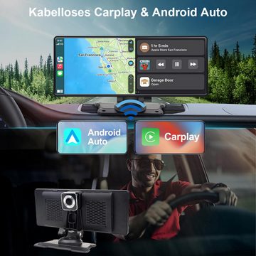 yozhiqu Auto Navigation Dual-Kamera-Touchscreen Carplay Auto Navigation Dashcam (10,26-Zoll-Touchscreen, Dual-HD-Aufnahme auf Vorder- und Rückseite)