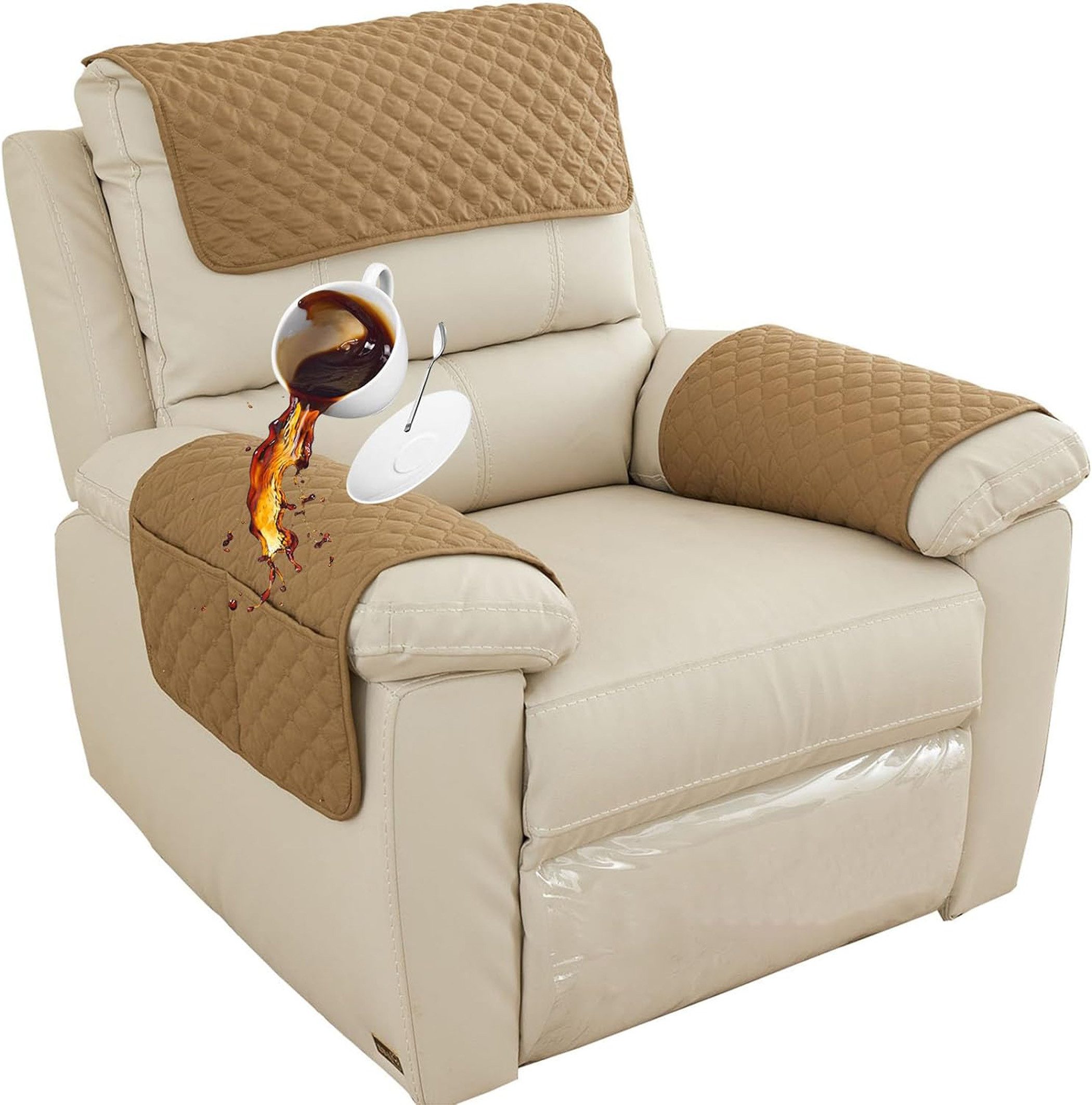 Zyronn Sesselschoner Für Relaxsessel Mit Armlehnen, Sesselbezug Mit Taschen, Wasserdicht & rutschfest Möbelschutz für Sofa, Stuhl von Zyronn