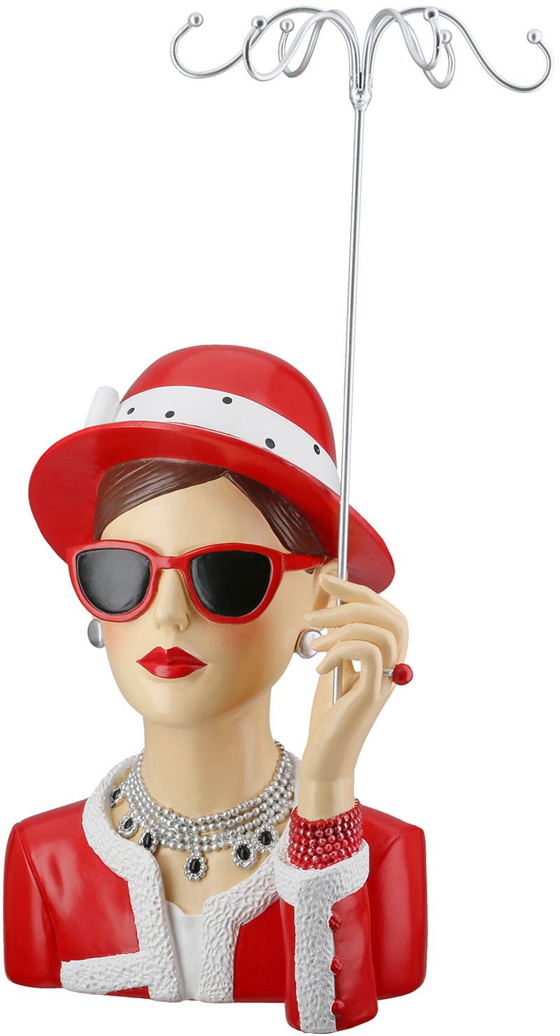 GILDE Schmuck Etagere Figur; Schmuckständer Frau Chloe rot; silberfarben H. 39,5 cm