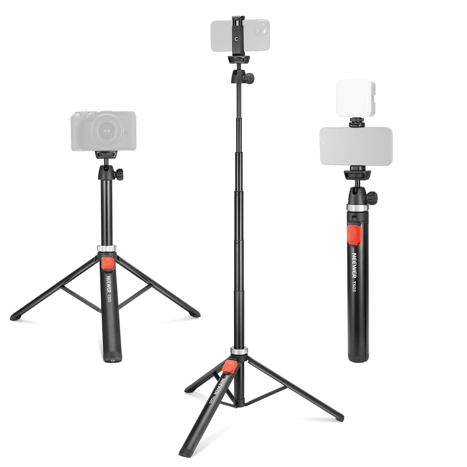 Neewer TS05 160cm Handystativ mit Fernbedienung, für iPhone, Kameras & GoPro Handstativ (Reisestativ für Handys und Kameras vor)