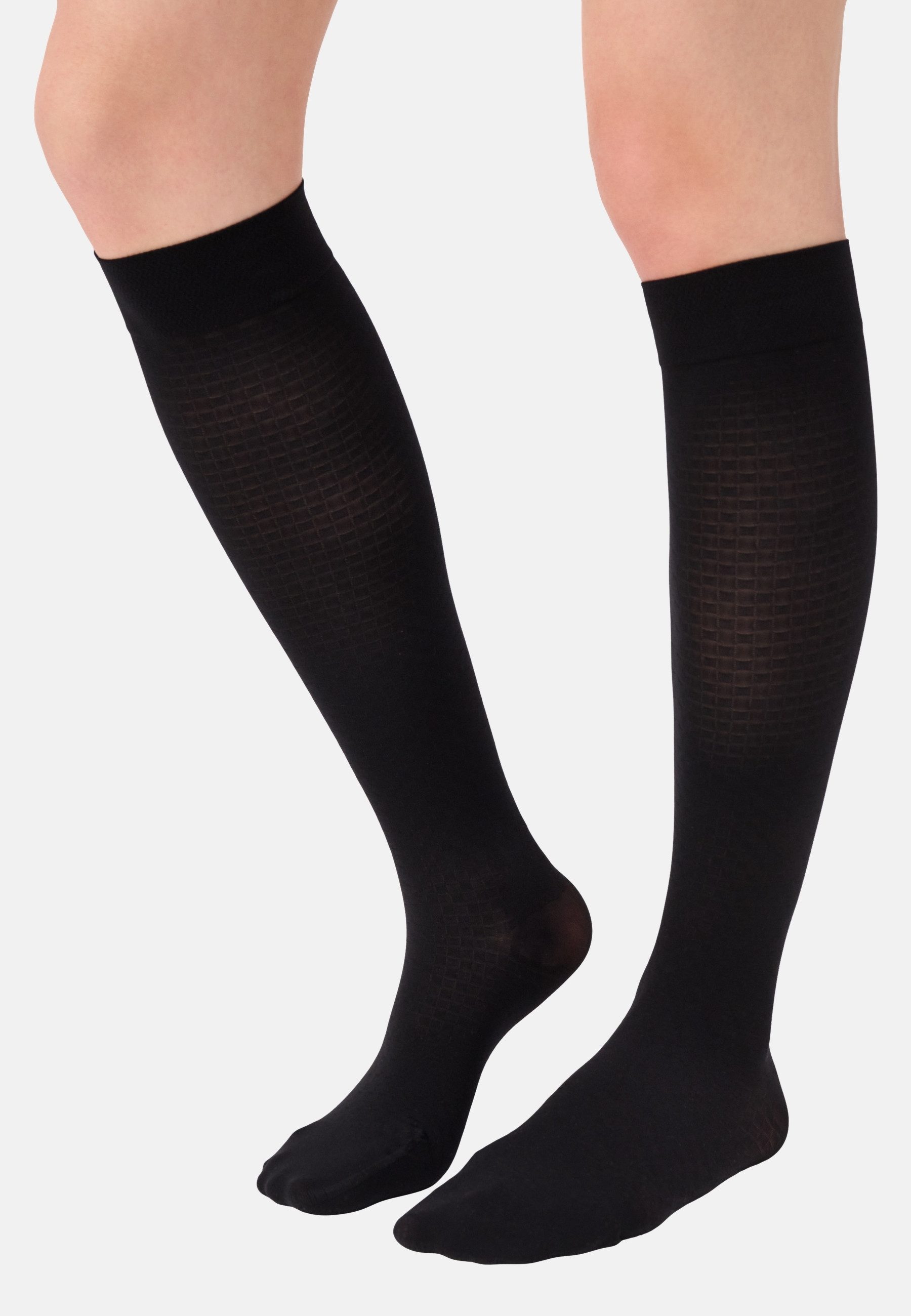 ITEM m6 Kniestrümpfe Vichy-Muster, sanfte Kompression, leichte Beine, kein Verrutschen