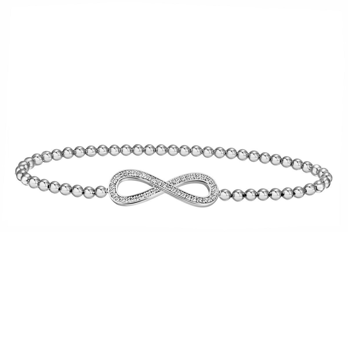 Reflexion Diamonds Armreif 925, Kugel-Stretch Armreif/ Unendlichkeits-Motiv/Zirkoniabesatz, 19cm, Kugel-Stretch Armreif mit Unendlichkeits-Motiv