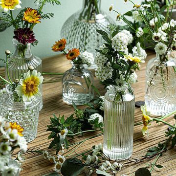 HIBNOPN Dekovase Mini Vasen Set, 2St Kleine Glasvase Vintage Deko Vasen Set Transparent (2 St)