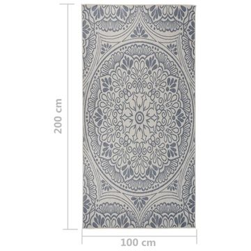 Teppich Outdoor-Flachgewebe 100x200 cm Blaues Muster, furnicato, Rechteckig